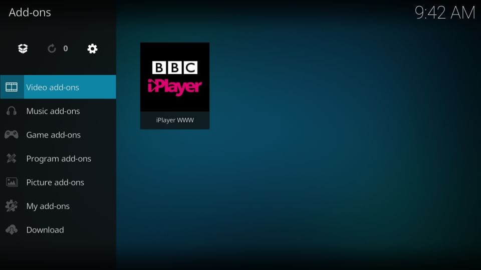 atidaryti BBC iplayer kodi addon